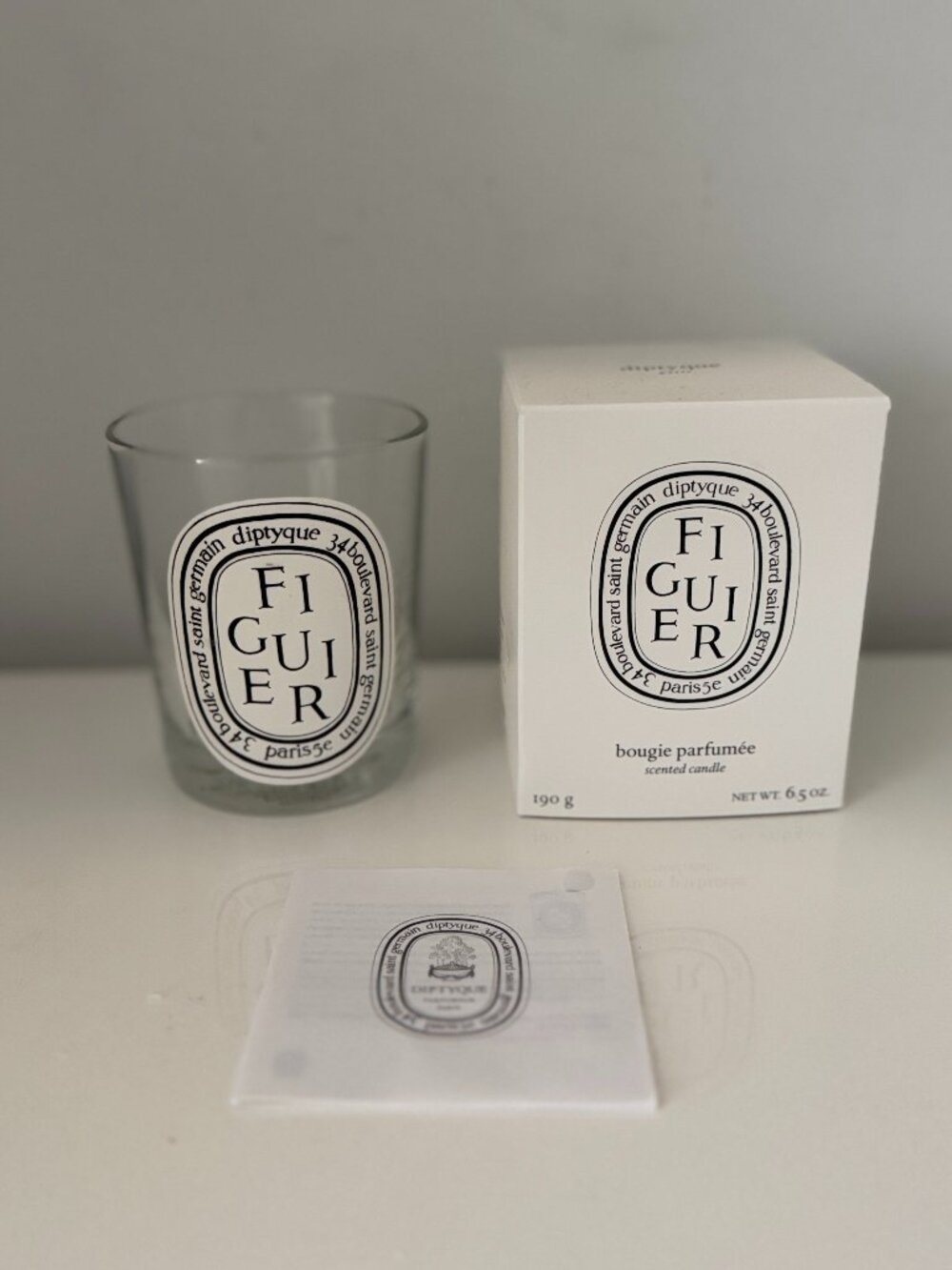 AUTH Diptyque Paris Scented Candle Jar w/Box 190g/6.5oz Empty & Cleaned, FIGUIER